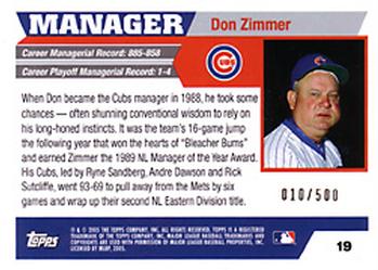 2005 Topps Retired Signature Edition - Gold #19 Don Zimmer Back