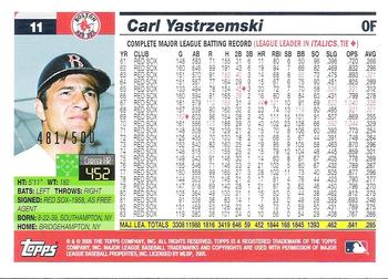 2005 Topps Retired Signature Edition - Gold #11 Carl Yastrzemski Back