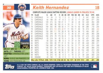 2005 Topps Retired Signature Edition - Gold #32 Keith Hernandez Back