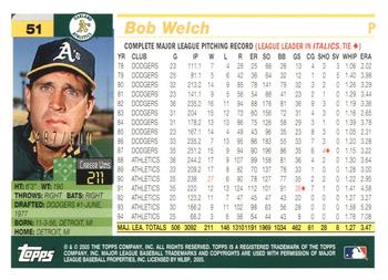 2005 Topps Retired Signature Edition - Gold #51 Bob Welch Back