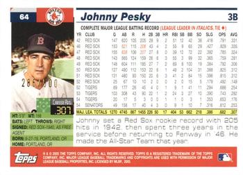 2005 Topps Retired Signature Edition - Gold #64 Johnny Pesky Back