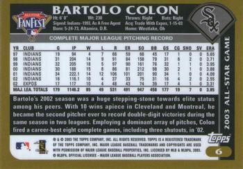 2003 All-Star FanFest #6 Bartolo Colon Back