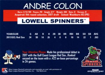 2018 Grandstand Lowell Spinners #NNO Andre Colon Back