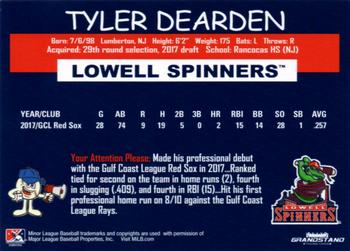 2018 Grandstand Lowell Spinners #NNO Tyler Dearden Back