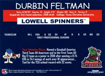 2018 Grandstand Lowell Spinners #NNO Durbin Feltman Back