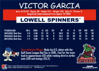 2018 Grandstand Lowell Spinners #NNO Victor Garcia Back