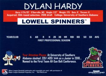 2018 Grandstand Lowell Spinners #NNO Dylan Hardy Back