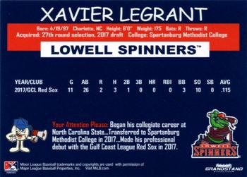 2018 Grandstand Lowell Spinners #NNO Xavier LeGrant Back