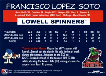 2018 Grandstand Lowell Spinners #NNO Francisco Lopez-Soto Back