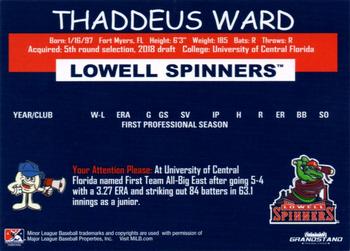 2018 Grandstand Lowell Spinners #NNO Thaddeus Ward Back