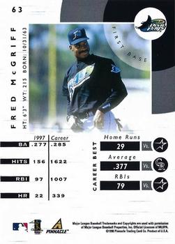 1998 Pinnacle Certified Test Issue #63 Fred McGriff Back