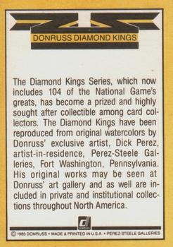 1985 Leaf - Checklists #NNO Diamond Kings Checklist Back