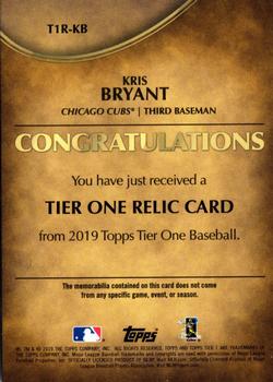 2019 Topps Tier One - Tier One Relics #T1R-KB Kris Bryant Back