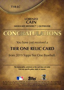 2019 Topps Tier One - Tier One Relics #T1R-LC Lorenzo Cain Back