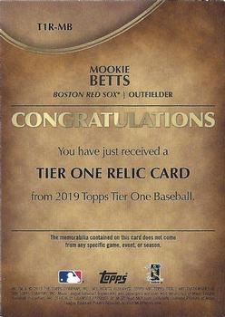 2019 Topps Tier One - Tier One Relics #T1R-MB Mookie Betts Back