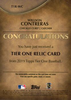 2019 Topps Tier One - Tier One Relics #T1R-WC Willson Contreras Back