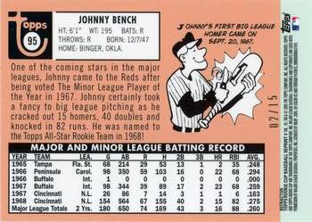 2005 Topps Rookie Cup - Reprints Chrome Refractor #18 Johnny Bench Back