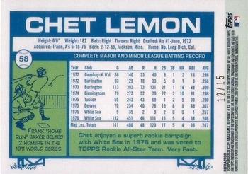 2005 Topps Rookie Cup - Reprints Chrome Refractor #37 Chet Lemon Back
