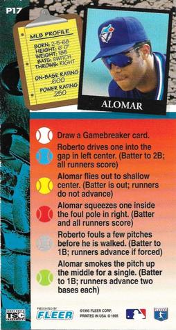 1995 Fleer Extra Bases #P17 Roberto Alomar Back