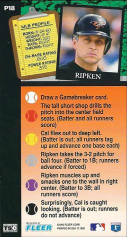 1995 Fleer Extra Bases #P18 Cal Ripken Jr. Back