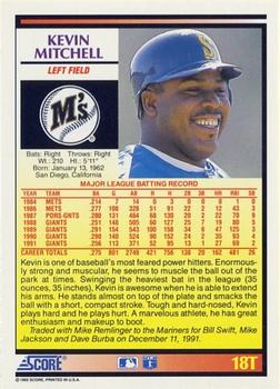 1992 Score Rookie & Traded #18T Kevin Mitchell Back