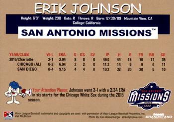 2018 Grandstand San Antonio Missions #11 Erik Johnson Back