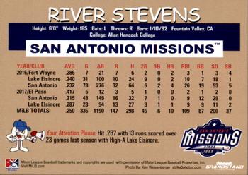 2018 Grandstand San Antonio Missions #21 River Stevens Back