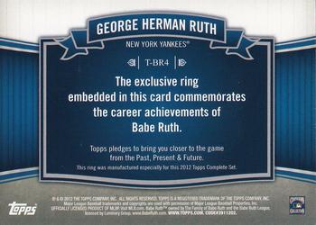 2012 Topps - Factory Set Bonus: Babe Ruth Commemorative Rings #T-BR4 Babe Ruth Back