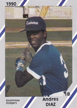 1990 Diamond Cards Kissimmee Dodgers #10 Andres Diaz Front