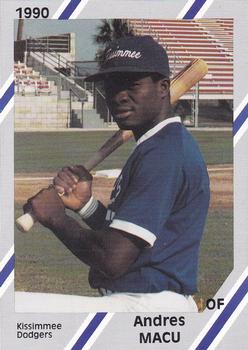 1990 Diamond Cards Kissimmee Dodgers #15 Andres Macu Front