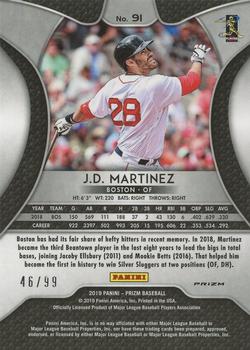 2019 Panini Prizm - Zebra Stripes #91 J.D. Martinez Back