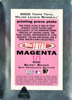 2005 Topps Total - Press Plates Back Magenta #500 Barry Bonds Back