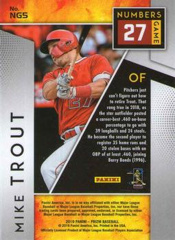 2019 Panini Prizm - Numbers Game #NG5 Mike Trout Back