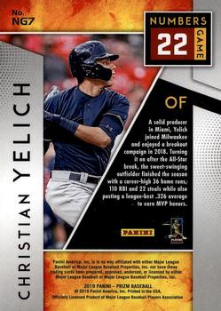 2019 Panini Prizm - Numbers Game #NG7 Christian Yelich Back
