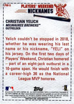 2019 Topps Big League - Players' Weekend Nicknames #PW-5 Christian Yelich Back