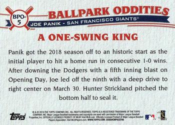 2019 Topps Big League - Ballpark Oddities #BPO-5 Joe Panik Back