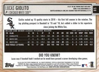 2019 Topps Big League - Gold #59 Lucas Giolito Back