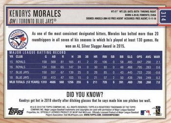 2019 Topps Big League - Gold #314 Kendrys Morales Back