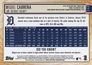 2019 Topps Big League - Blue #211 Miguel Cabrera Back