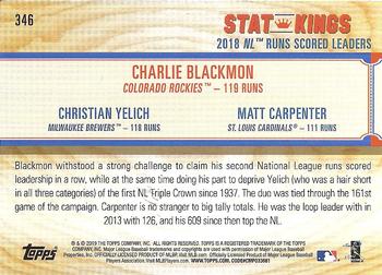 2019 Topps Big League - Blue #346 Charlie Blackmon / Christian Yelich / Matt Carpenter Back