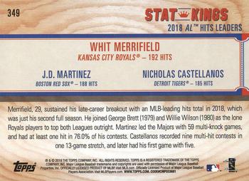 2019 Topps Big League - Rainbow Foil #349 Whit Merrifield / J.D. Martinez / Nicholas Castellanos Back