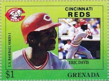 1988 Grenada Baseball Stamps - All-Star Game $1 Denomination #NNO Eric Davis Front