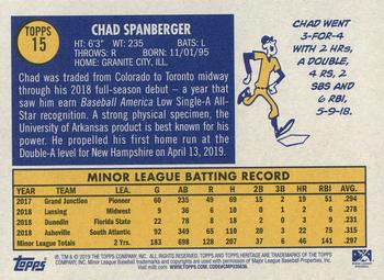 2019 Topps Heritage Minor League #15 Chad Spanberger Back