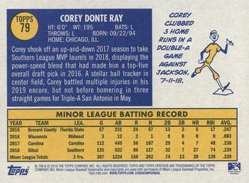 2019 Topps Heritage Minor League #79 Corey Ray Back