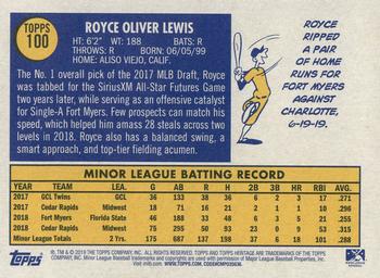2019 Topps Heritage Minor League #100 Royce Lewis Back