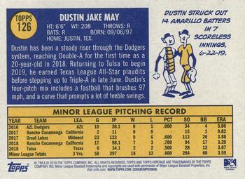 2019 Topps Heritage Minor League #126 Dustin May Back