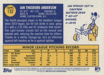 2019 Topps Heritage Minor League #152 Ian Anderson Back