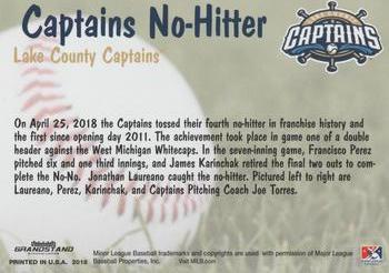 2018 Grandstand Lake County Captains #NNO Captains No-Hitter Back