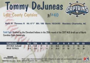 2018 Grandstand Lake County Captains #NNO Tommy DeJuneas Back