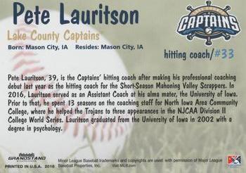 2018 Grandstand Lake County Captains #NNO Pete Lauritson Back